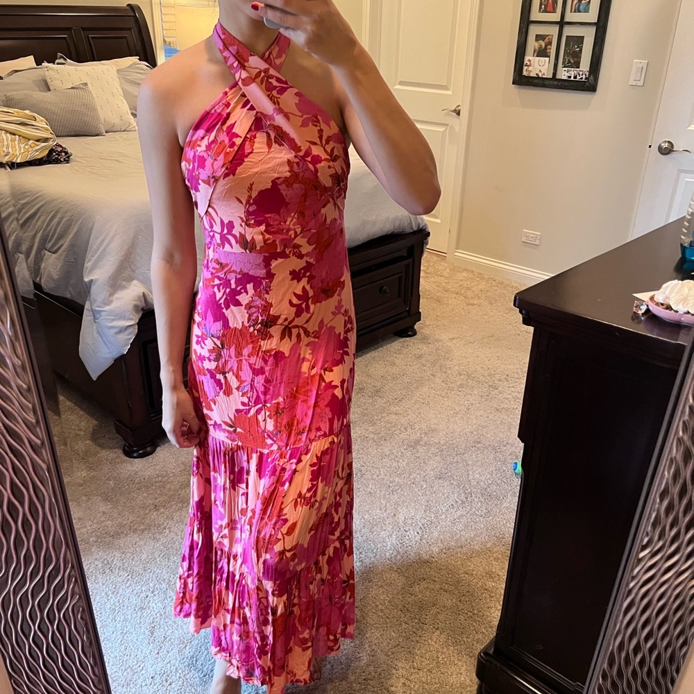 Hello molly floral wrap around the neck maxi dress